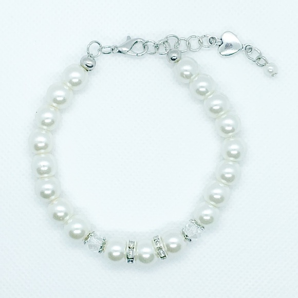 Glass Pearl And Rhinestone Spacer Bead Jewelry Set - Picture 4 of 7